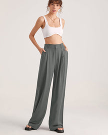 Oversized High Waisted Pleat Front Trousers