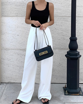 Full Length Pleated Wide Leg Dress Pants