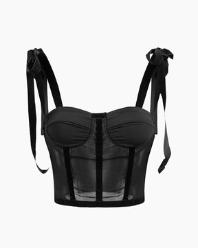 Tied Mesh Corset Crop Top