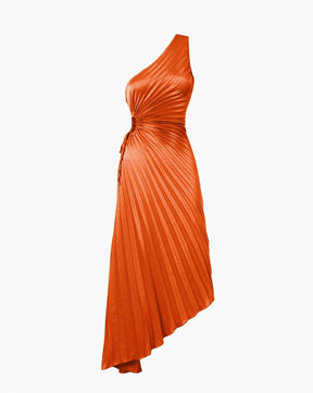 Bold In Pleat Satin Cutout Long Dress