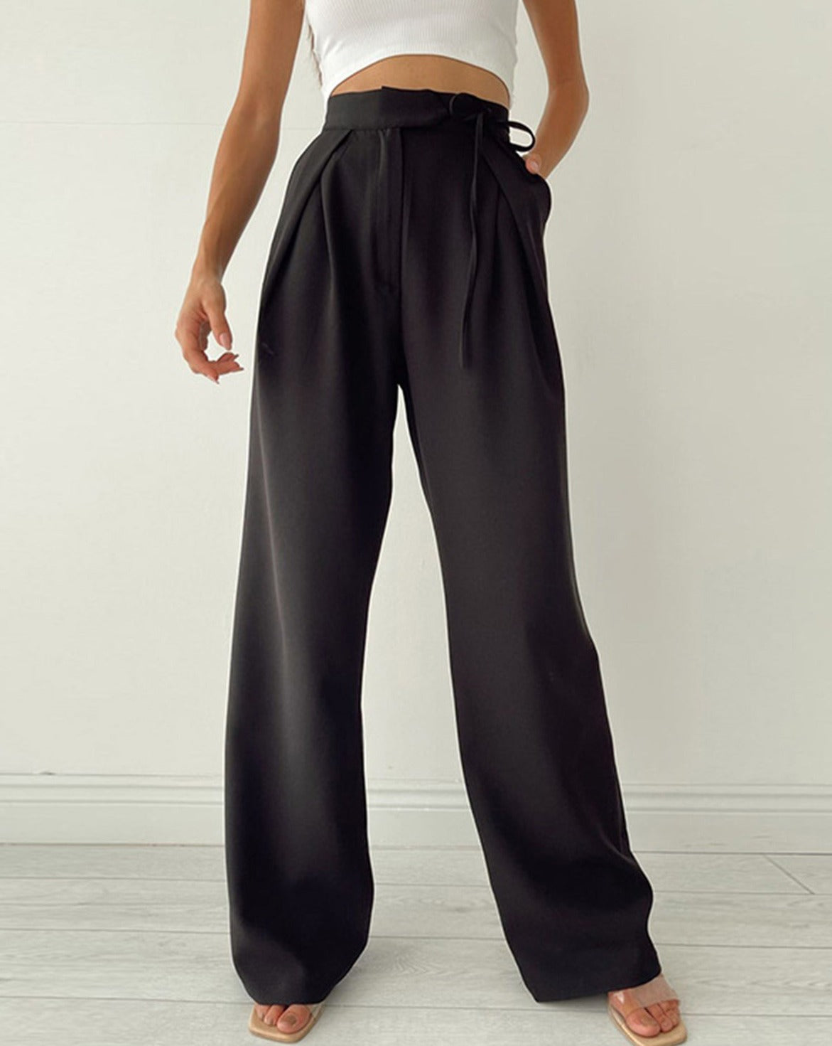 Palazzo Tied Wide Leg Dress Pants