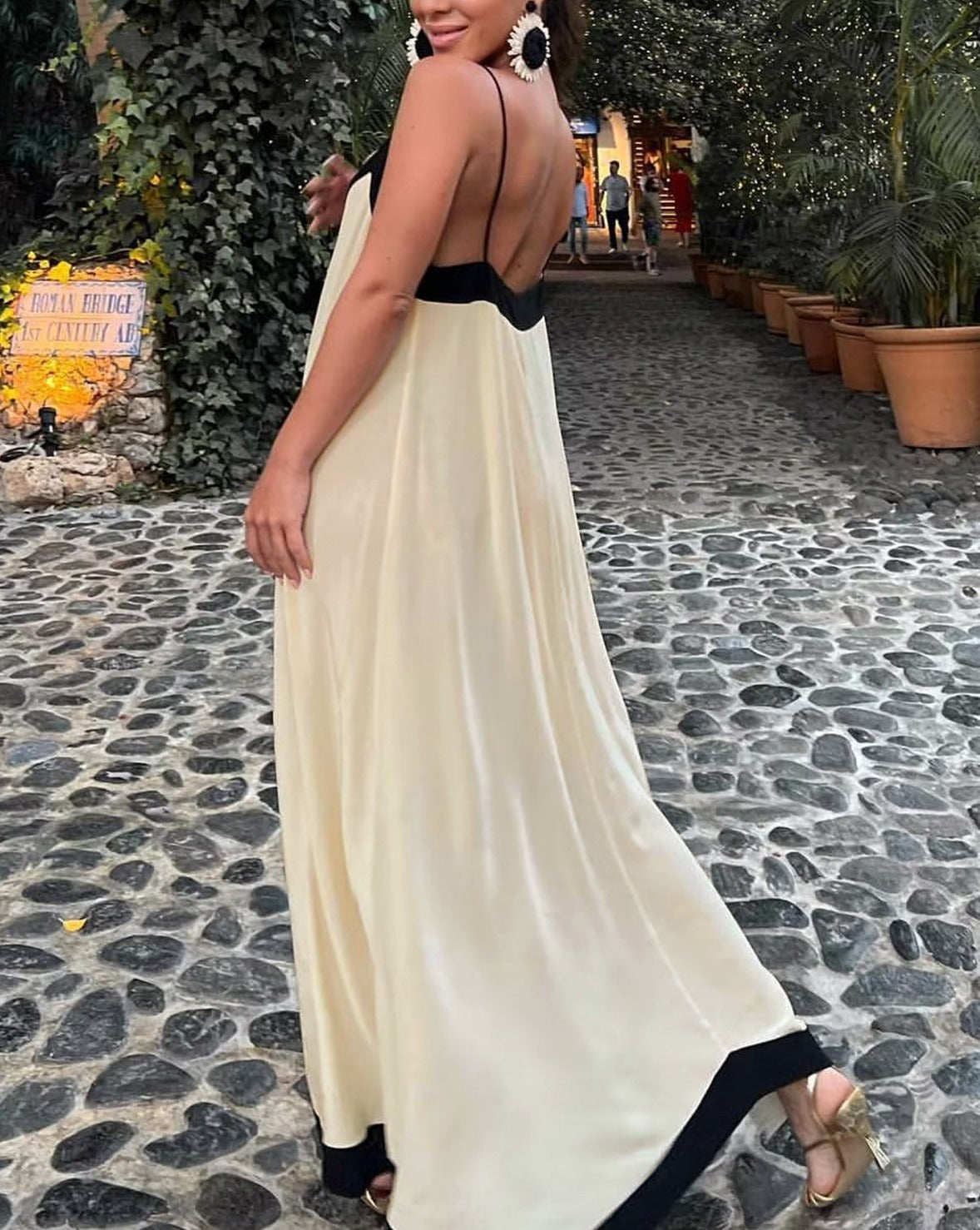 Vestido largo sin cordones Sicily Old Money Aesthetics