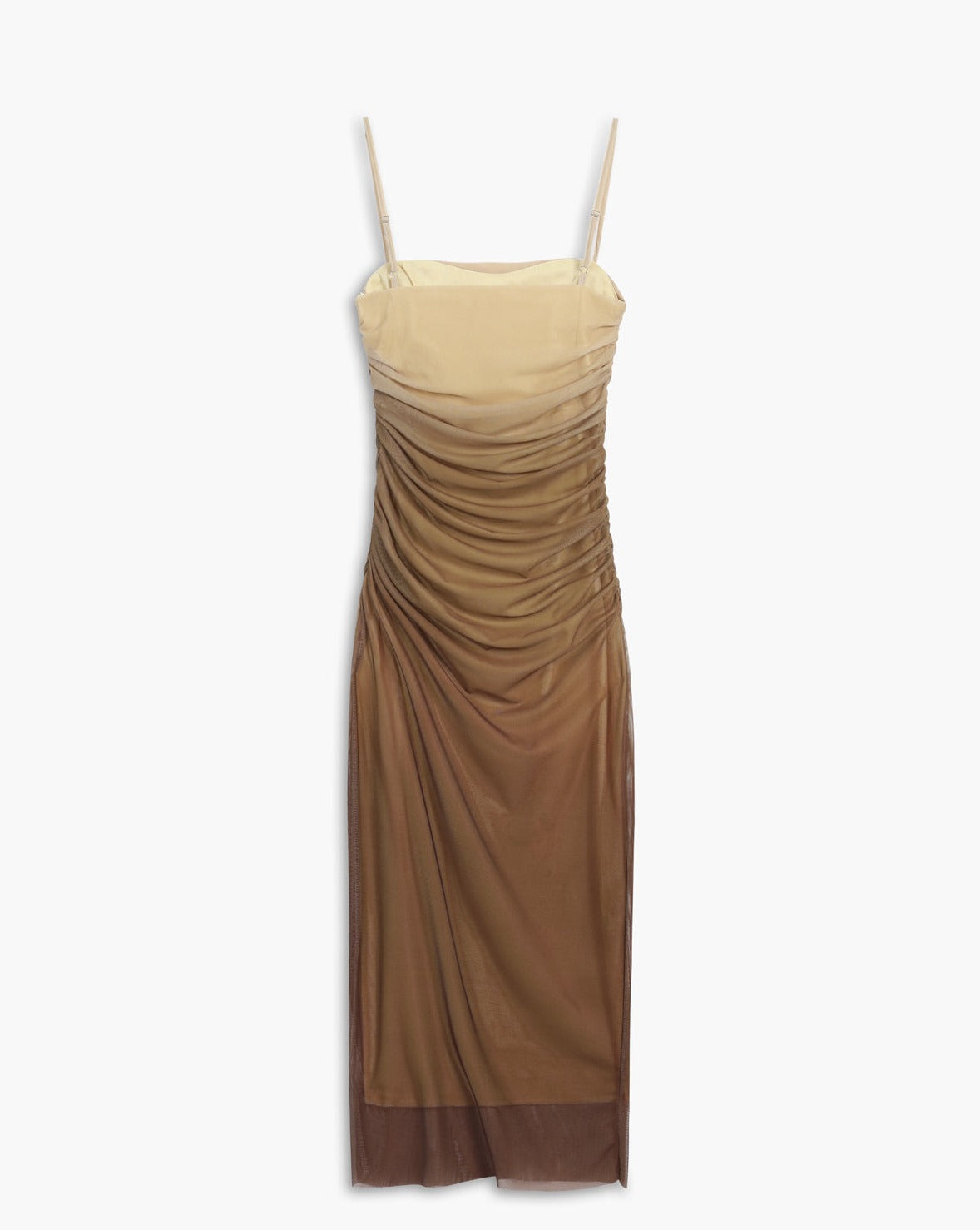 Cappuccino Ombre Mesh-langes Kleid mit Reißverschluss