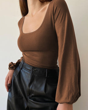 Puff Sleeve Square Neck Blouse