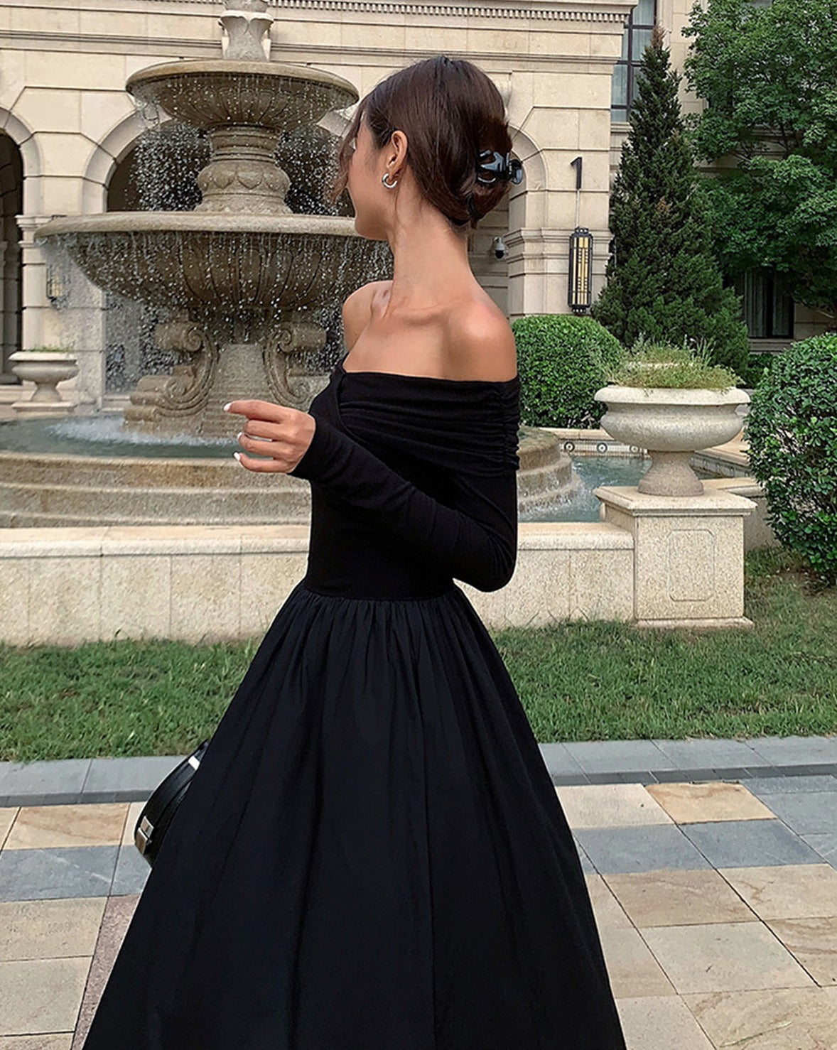 Off Shoulder Criss Cross Long Dress