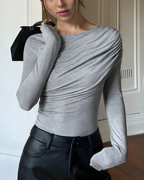 Layered Long Sleeve Pleated Shirt