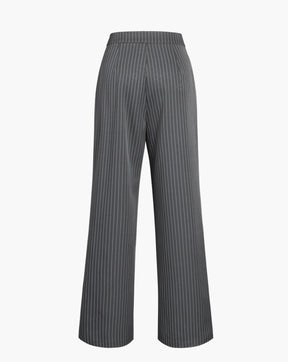 Pinstripe Pleated Wide Leg Dress Pants