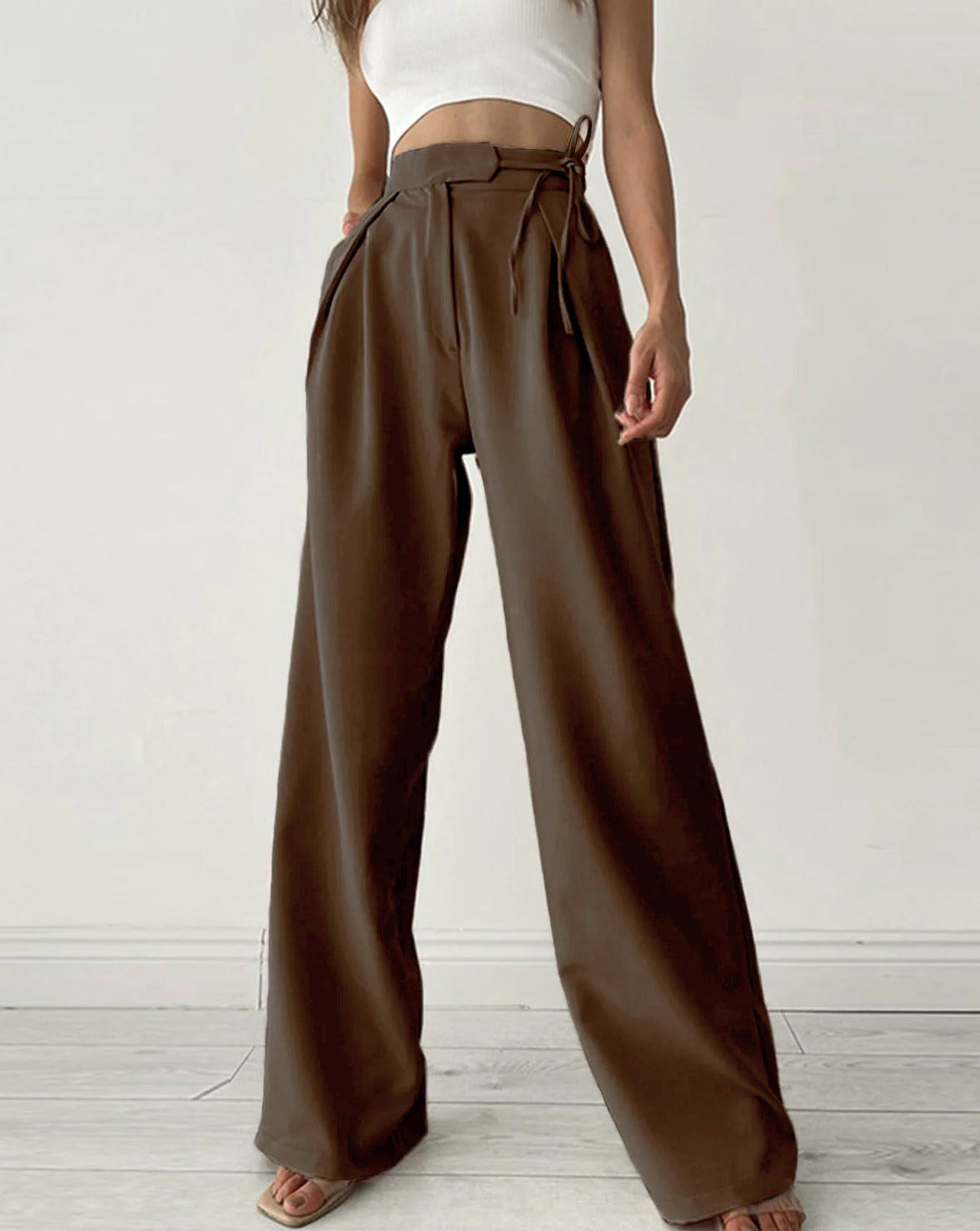 Palazzo Tied Wide Leg Dress Pants