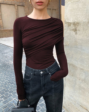 Layered Long Sleeve Pleated Shirt