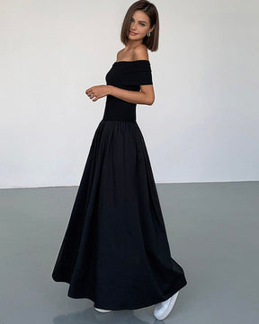 Frenchy Solid Off-Shoulder Long Dress