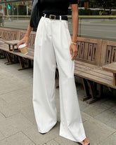 Solid Wide Leg Pants Without Belt