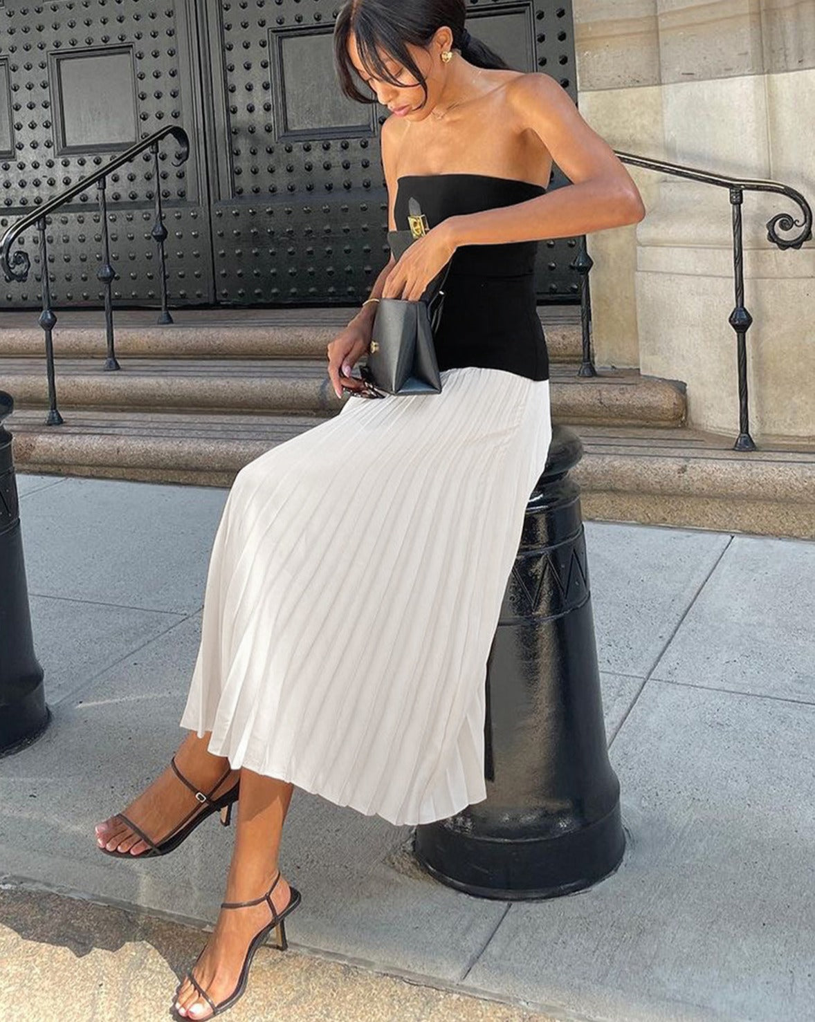 Sleeveless Pleated Long Dress