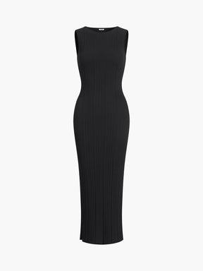 Ribbed Sleeveless Knit Long Dress