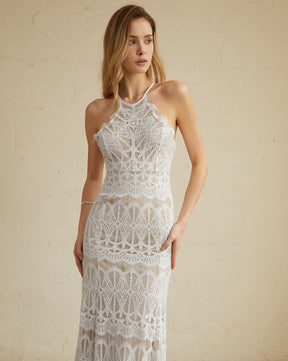 Glamorous Lace Halter Long Dress