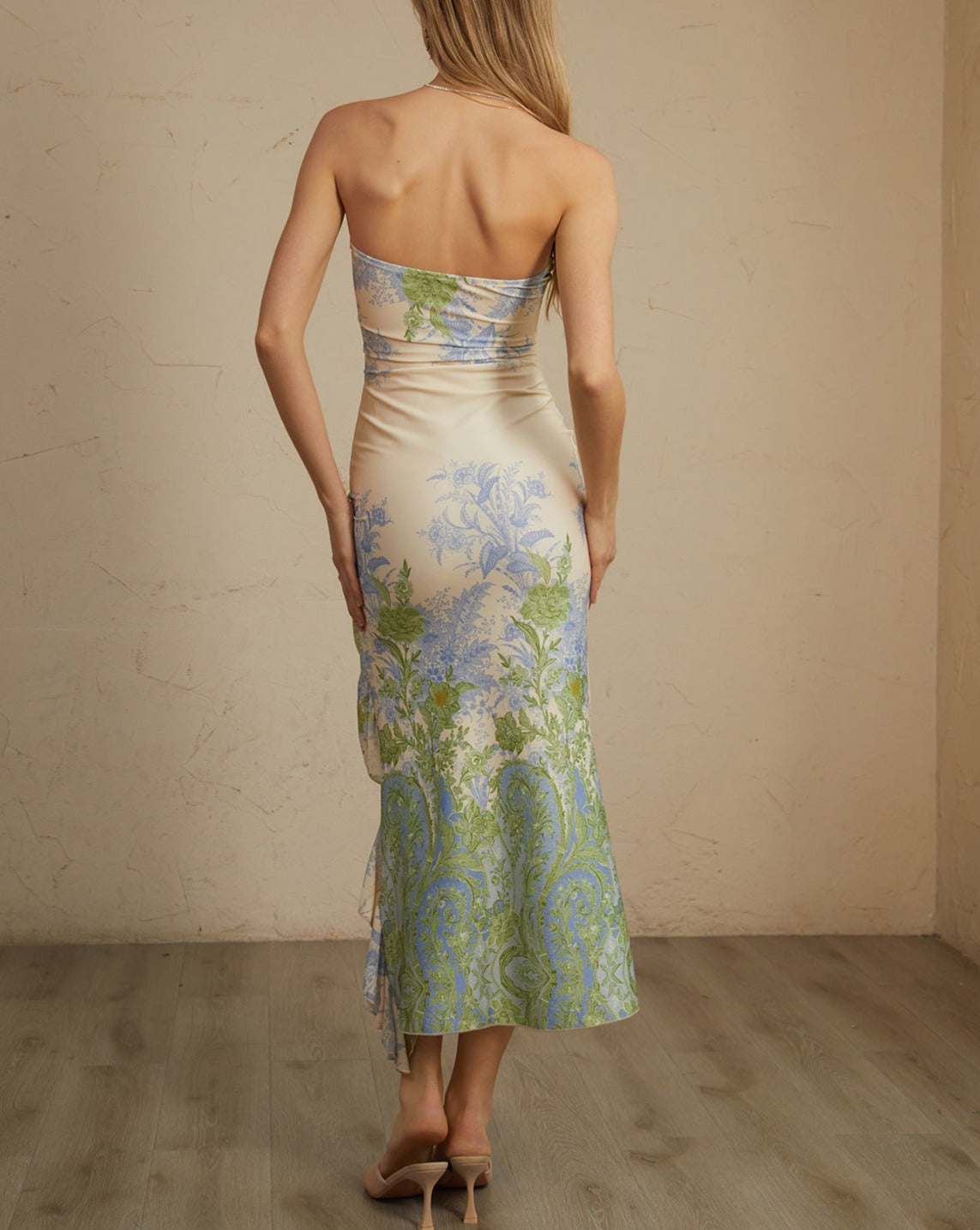 Vestido midi con abertura y estampado floral de Monet