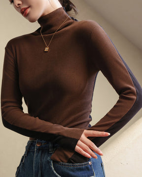 Two Tone Double Sided Long Sleeve Knit Top