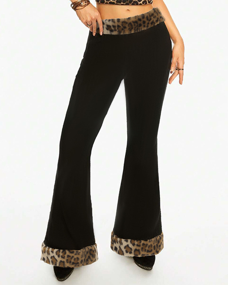 Patchwork Leopard Low-Rise Pants