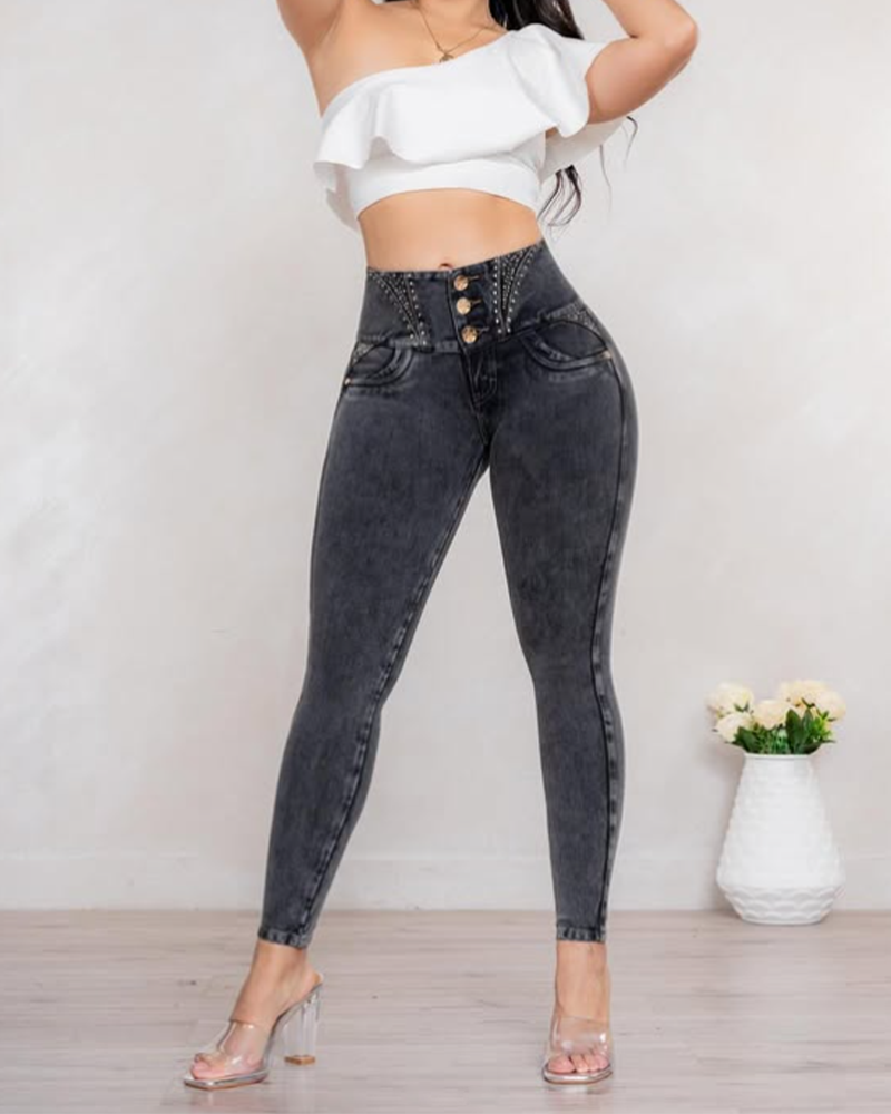 Skinny High-Waisted Jeans Decorated (Pre-Sale)