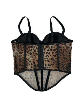 Leopard Print Panelled Bra Suspenders