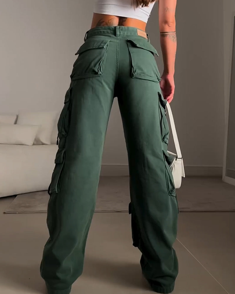 Pantalones cargo casuales holgados con múltiples bolsillos