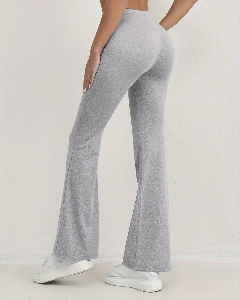 V-Waist Slim Micro Flared Trousers