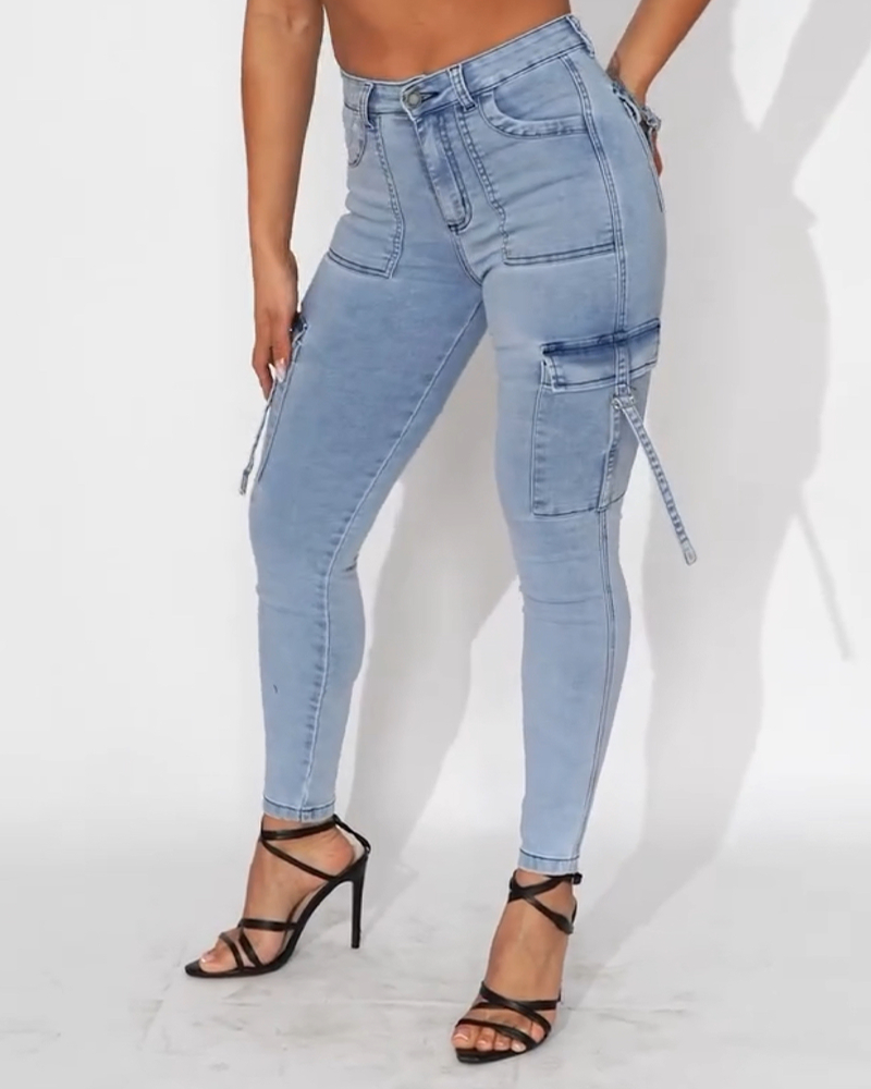 Multiple Bags Of Slim High-Waist Jeans  (Pre-Sale)