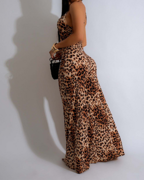 Leopard-Print Bare-Back Jumpsuits