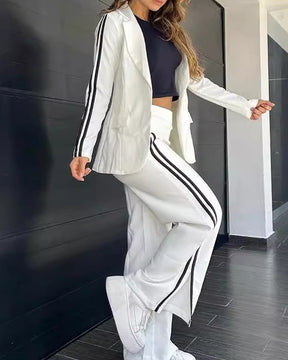 Casual Lapel Suit Wide-Leg Pants Two-Piece Suit