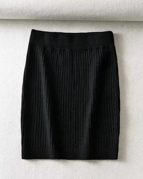 High-Waisted Knitted Stretch Bodycon Hip-Hugging Skirt