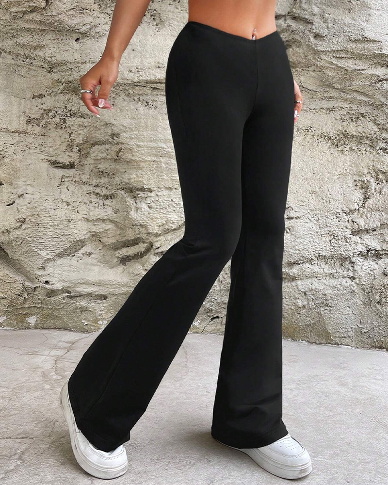 V-Waist Slim Micro Flared Trousers