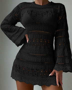 Long-Sleeved Cover-Up Shirt In Cut-Out Mesh