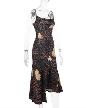 Sexy Leopard Print Halter Dress