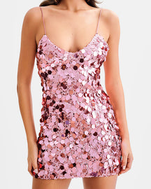 Sequined Hip Mini Dress