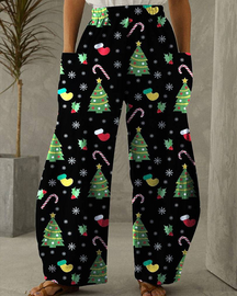 Pantalones casuales con estampado navideño