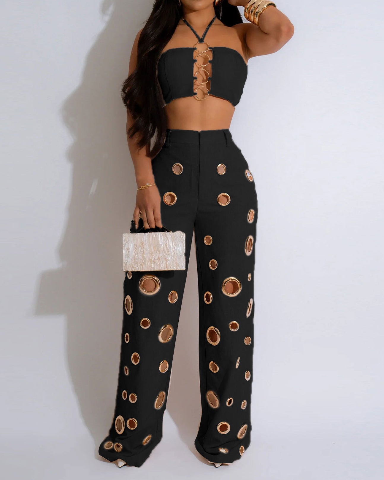 Distressed Slim Fit Casual Two Piece Set