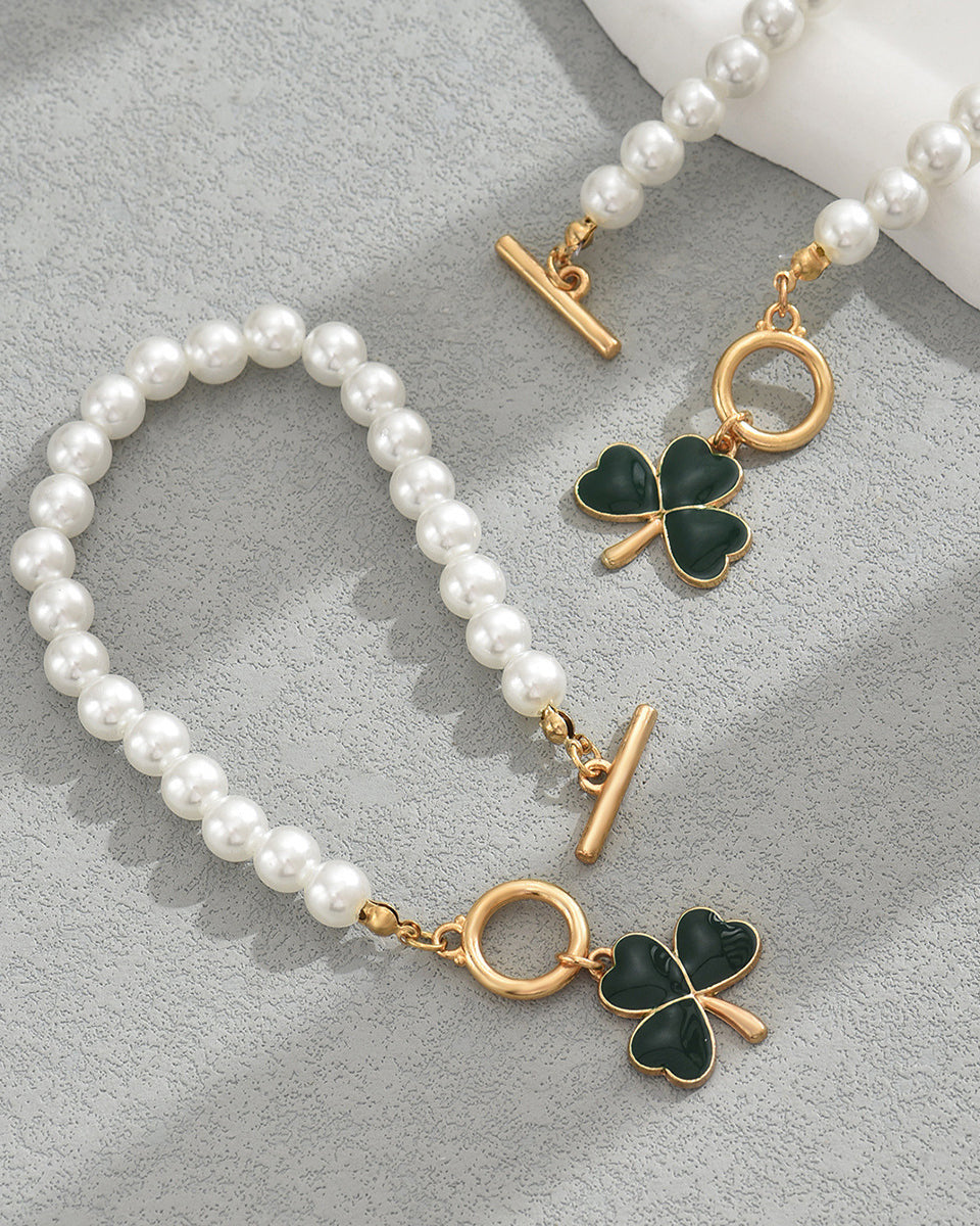 Heart Shaped Clover Jewelry Set