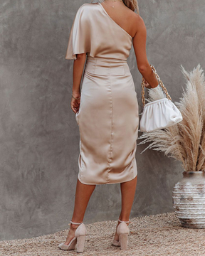 One-Sided Sleeve Irregular Dress