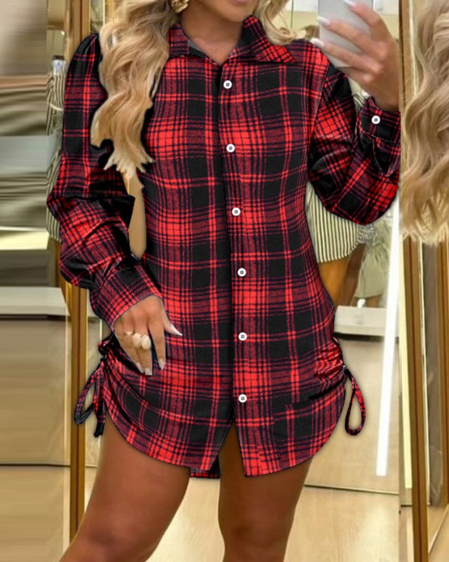 Neck Waist Shirt Mini Dress