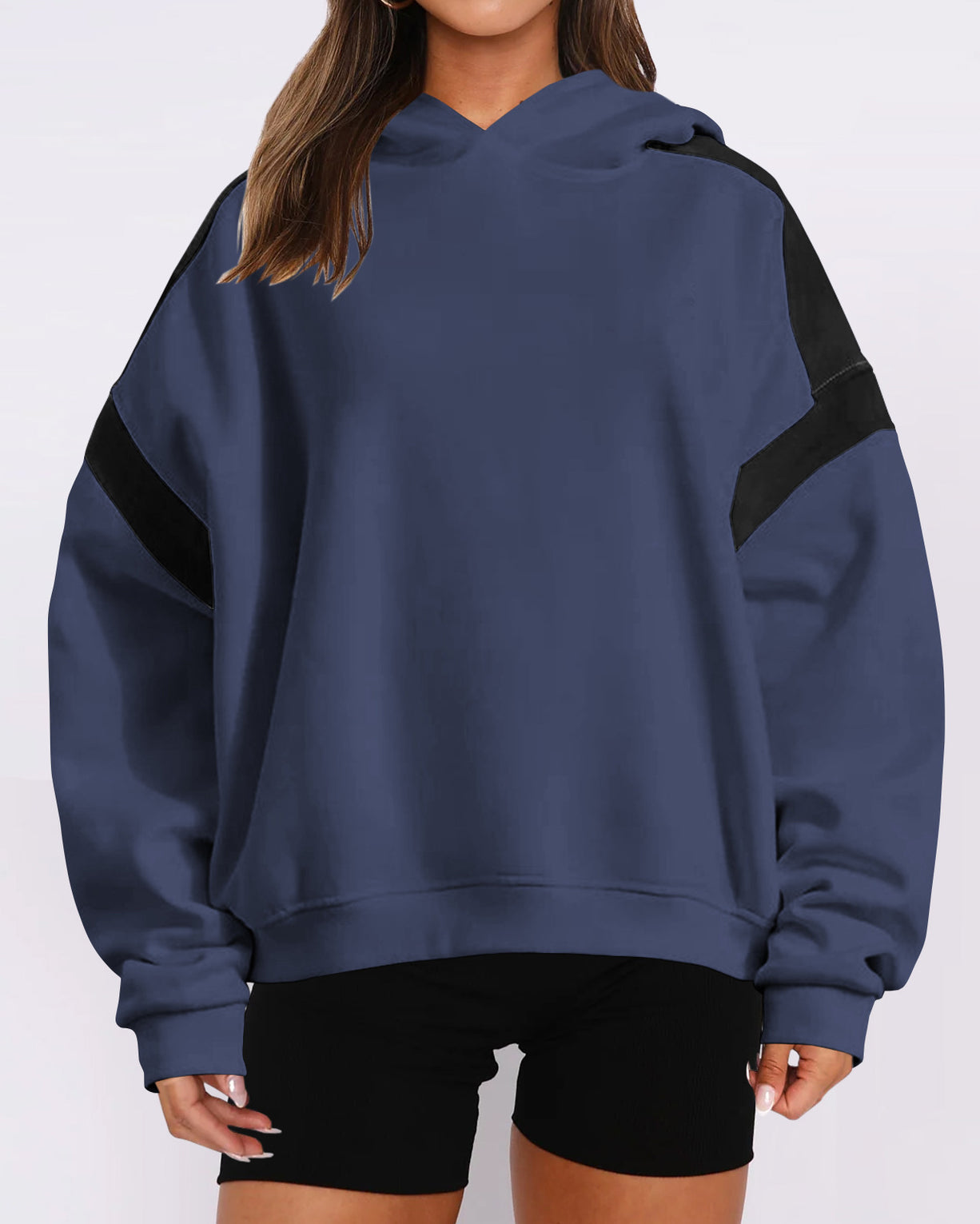 Patchwork Color Hooded Sweatshirt