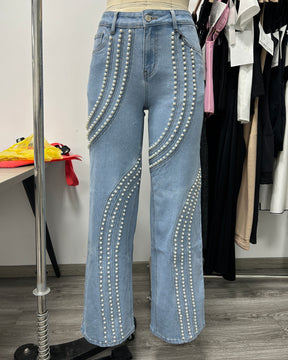 Ornament Trim Panelled Straight-Leg Jeans