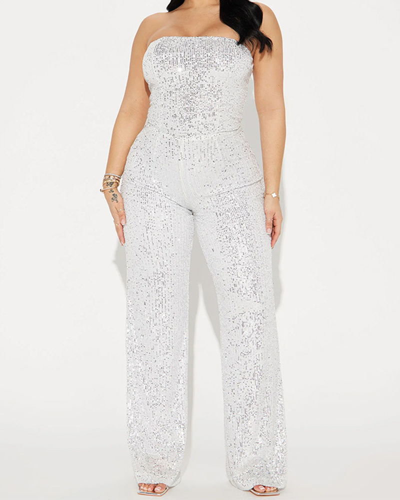 Bandeau Sequined Jumpsuit