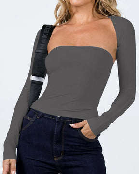 Y2K Tube Top Waist T-Shirt Long Sleeve Tight Blouse