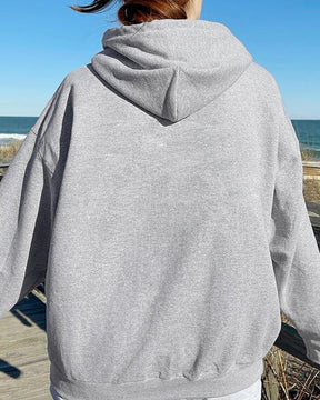 Printed Kangaroo Pocket Drawstring Hoodie