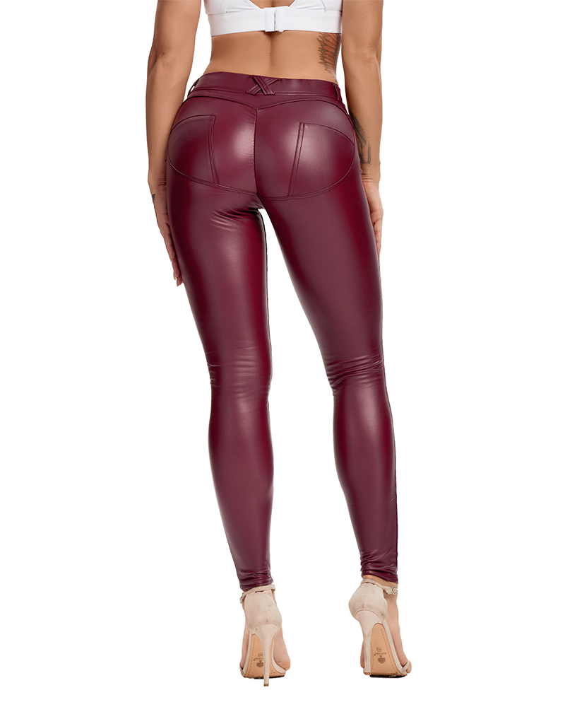 Hip-Lifting Slim PU Leather Pants