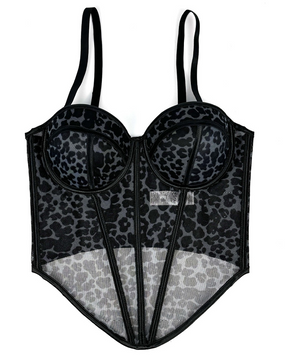 Leopard Print Panelled Bra Suspenders