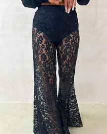 Vintage Lace Embellished Trousers