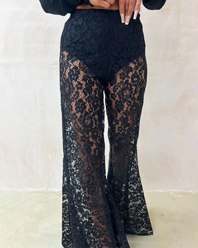 Vintage Lace Embellished Trousers