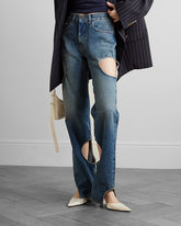 Jeans mit geradem Bein und hoher Taille im Retro-Stil mit Cut-outs