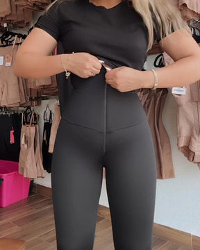 Doppellagige Leggings mit hoher Taille und Bauchkontrolle sowie Po-Lifting