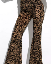 Mesh Flocking High-Waisted Flared Pants